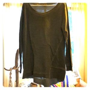 Distressed uneven hem pull over